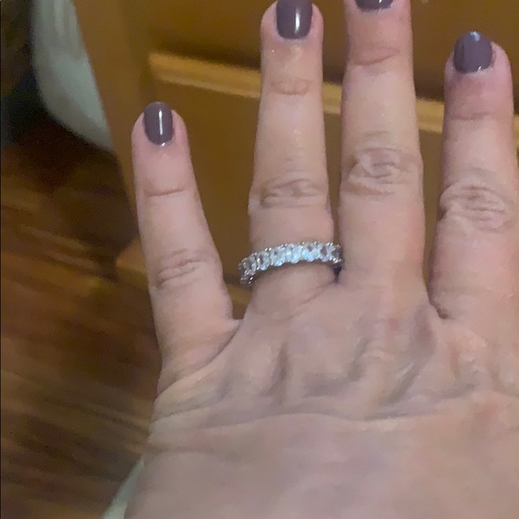 Oval shaped sterling silver Eternity wedding band. - Picture 2 of 3